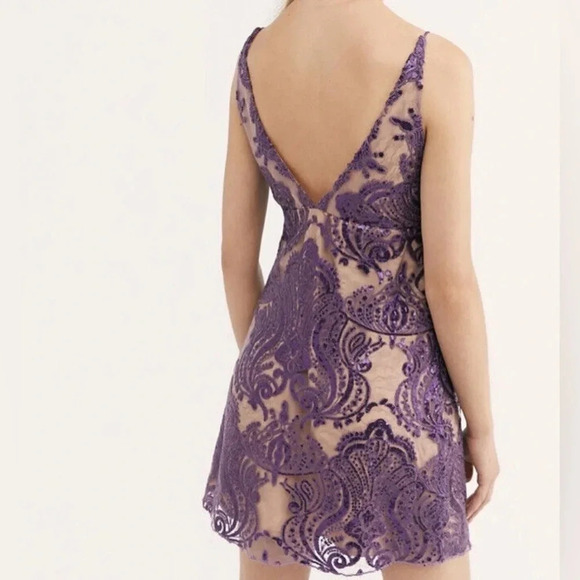 Free People Sequin dress Purple Night Shimmers Mini sleeveless vneck eras tour - Picture 8 of 8